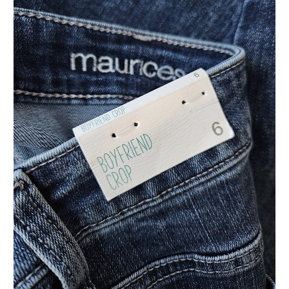 Maurices Boyfriend Crop Jeans Women's Size 6 Medium Wash Raw Hem Stretch NWT - Picture 5 of 11